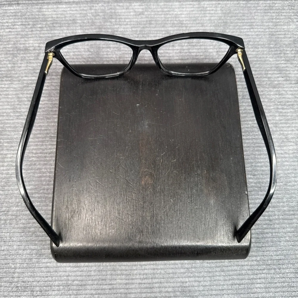 Marc‎ Jacobs Black Cat Eye Optical Y2K Glasses Frames Gold Logo Designer Womens